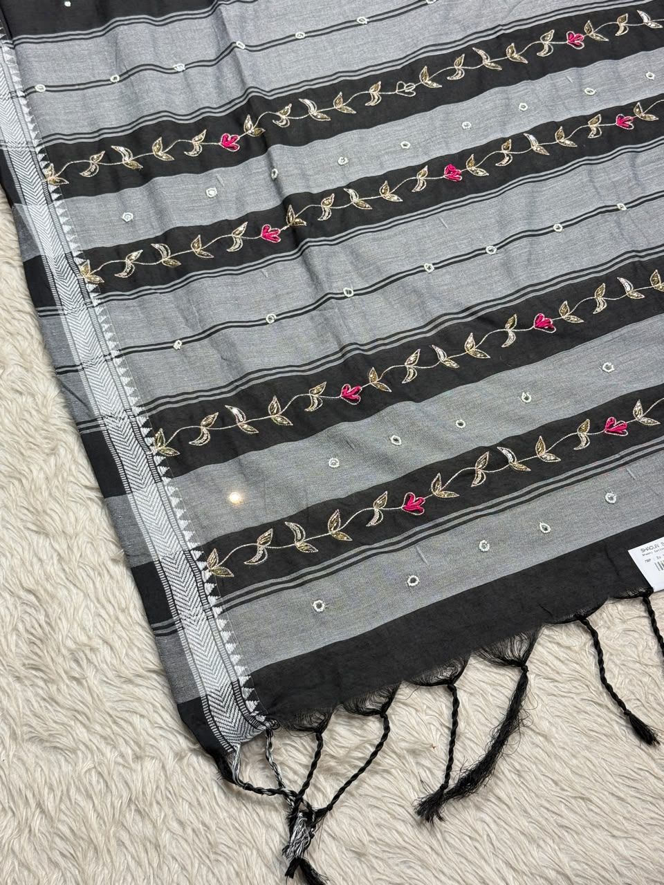 SHAGUN FASHION Premium Bhabhi Cotton Designer Saree with Embroidery & Mirror Work