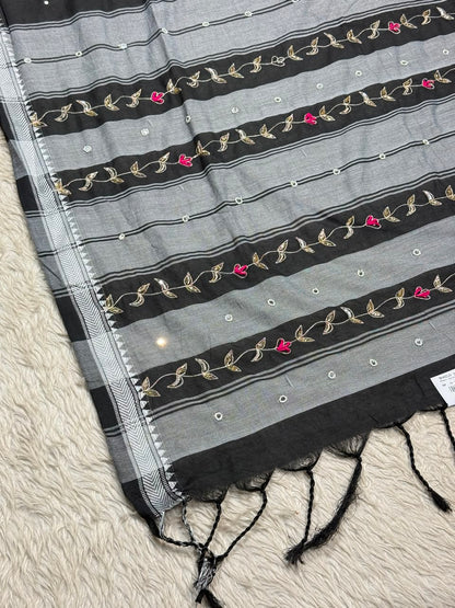 SHAGUN FASHION Premium Bhabhi Cotton Designer Saree with Embroidery & Mirror Work
