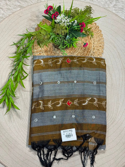 SHAGUN FASHION Premium Bhabhi Cotton Designer Saree with Embroidery & Mirror Work