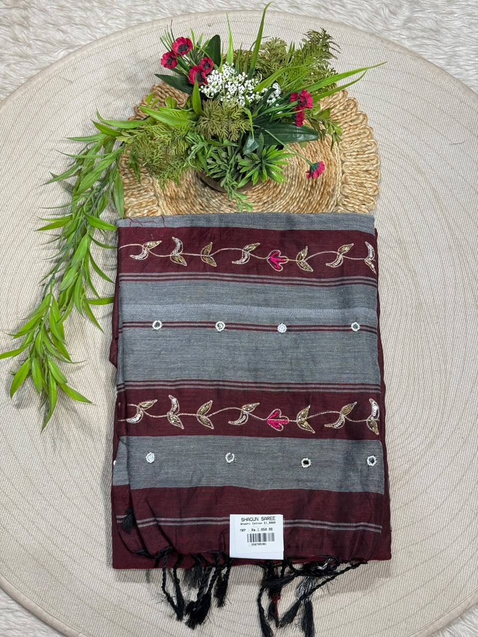 SHAGUN FASHION Premium Bhabhi Cotton Designer Saree with Embroidery & Mirror Work