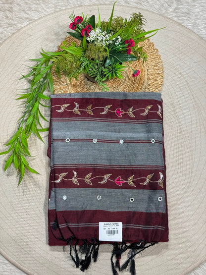SHAGUN FASHION Premium Bhabhi Cotton Designer Saree with Embroidery & Mirror Work