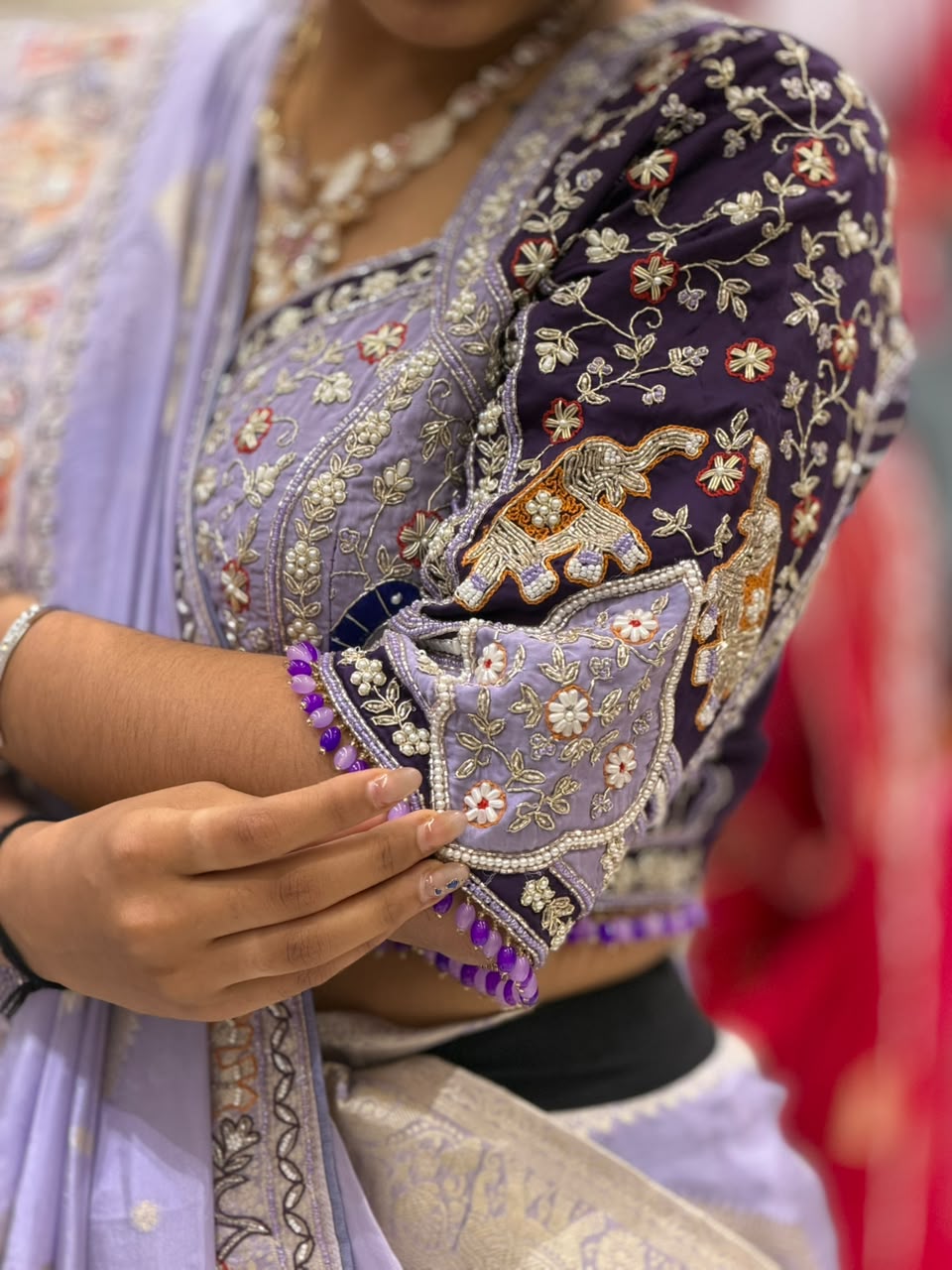 SHAGUN FASHION Luxury Lavender Silk Saree with Heavy Hand-Worked Designer Blouse