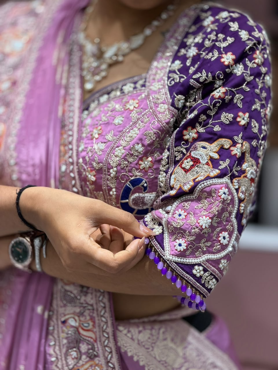 SHAGUN FASHION Luxury Lavender Silk Saree with Heavy Hand-Worked Designer Blouse