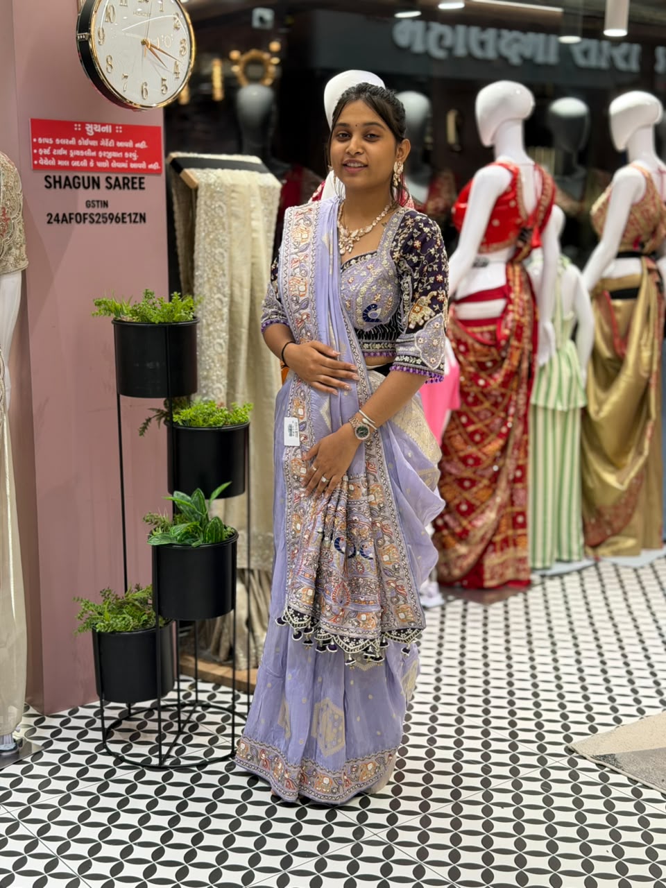 SHAGUN FASHION Luxury Lavender Silk Saree with Heavy Hand-Worked Designer Blouse