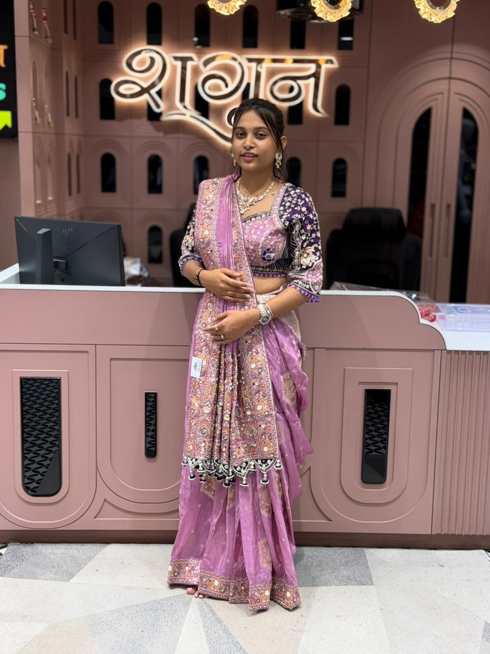 SHAGUN FASHION Luxury Lavender Silk Saree with Heavy Hand-Worked Designer Blouse