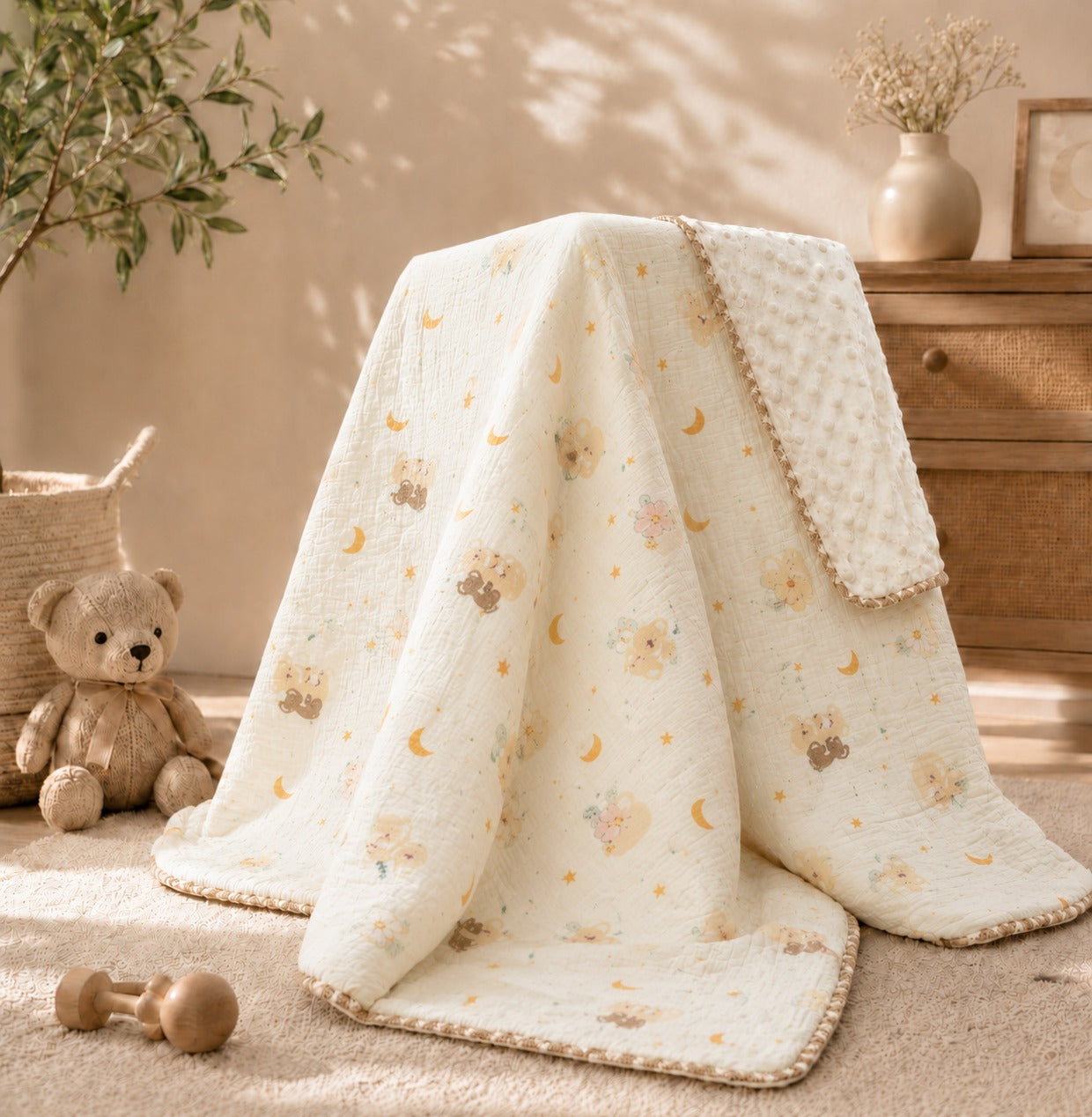 SHAGUN FASHION Premium Kids AC Dohar Blanket – Super Soft Minky Dot & Pure Cotton Quilt for Babies