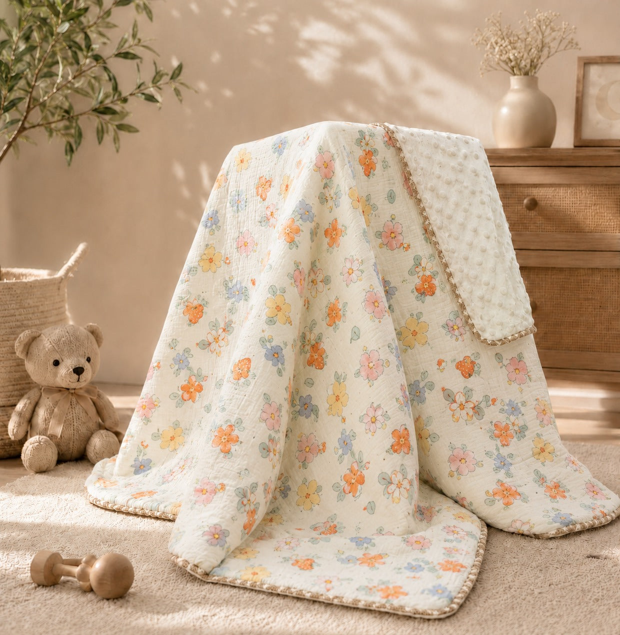 SHAGUN FASHION Premium Kids AC Dohar Blanket – Super Soft Minky Dot & Pure Cotton Quilt for Babies