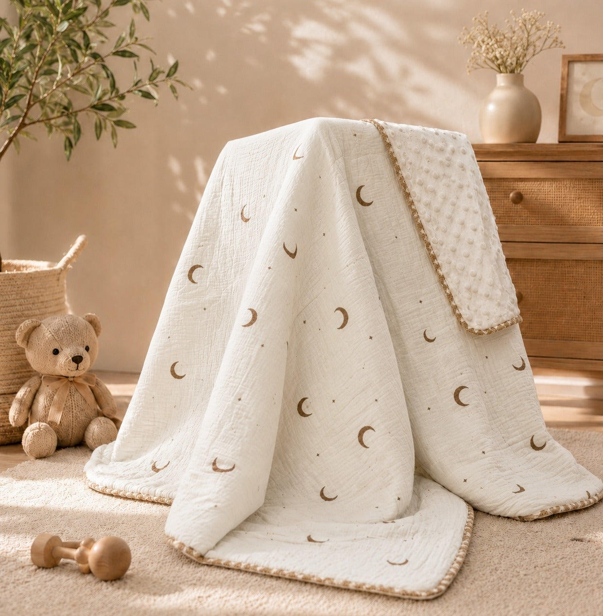 SHAGUN FASHION Premium Kids AC Dohar Blanket – Super Soft Minky Dot & Pure Cotton Quilt for Babies
