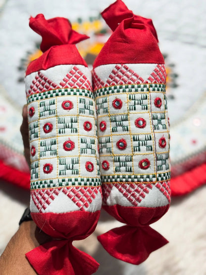 SHAGUN FASHION Premium Peacock Embroidery Laddu Gopal Ji Designer Bedding Set with Pillow & Masand Bolsters