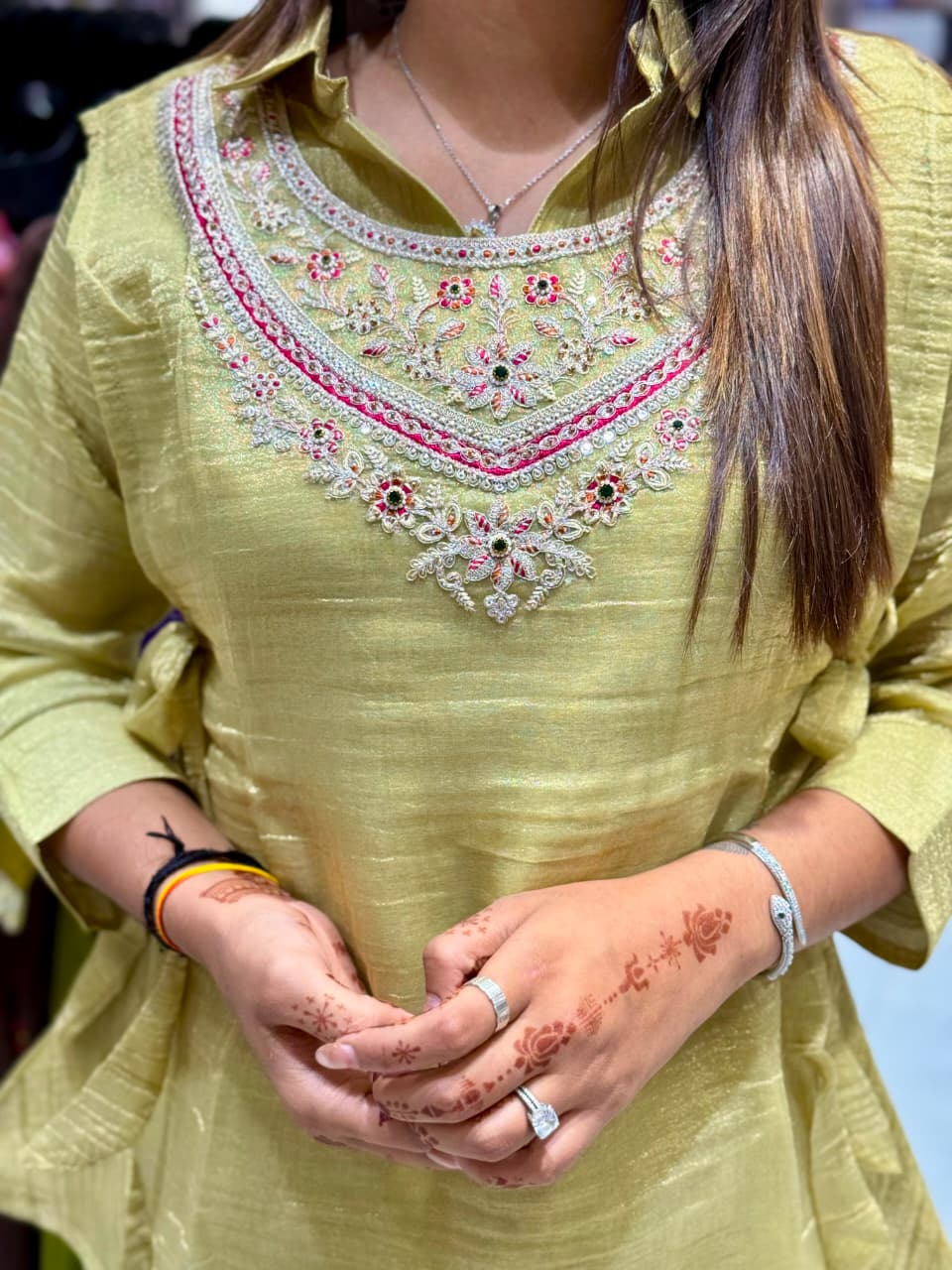 SHAGUN FASHION Designer Shimmer Tissue Silk Angrakha Co-Ord Set