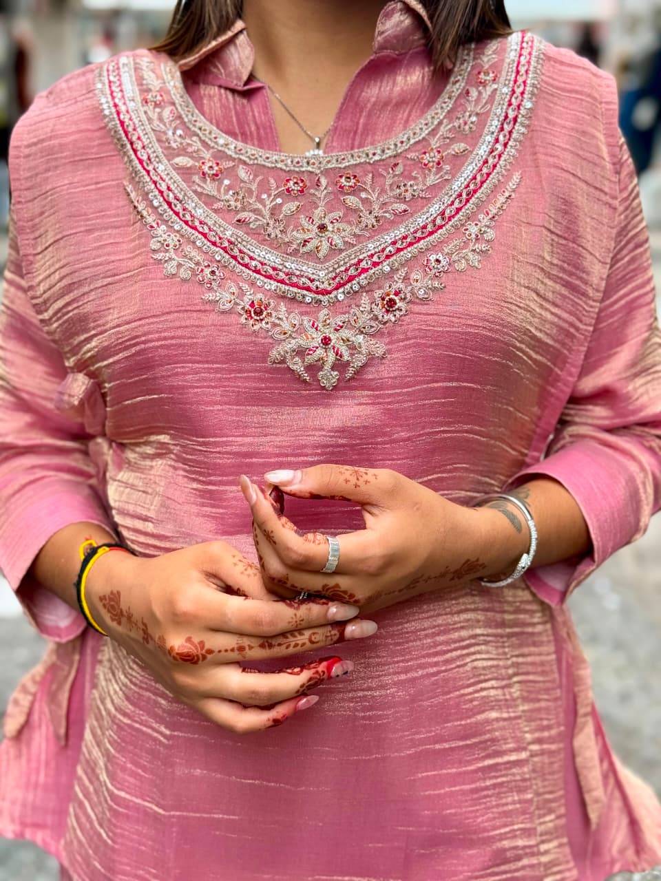 SHAGUN FASHION Designer Shimmer Tissue Silk Angrakha Co-Ord Set
