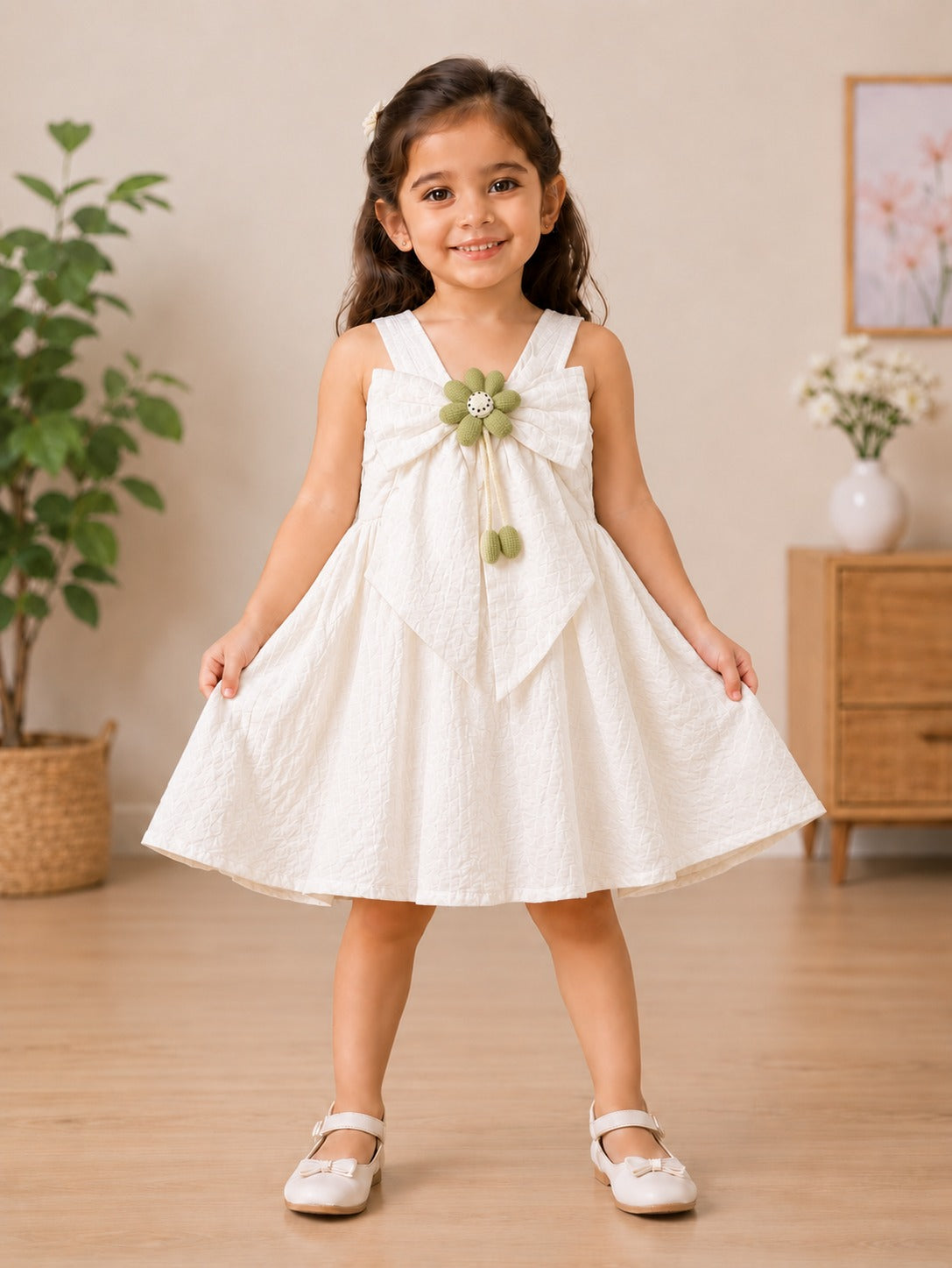 SHAGUN FASHION Cute Little Girls Flower Bow Party Frock Dress
