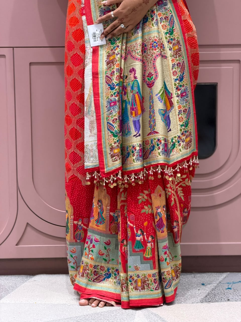 SHAGUN FASHION Designer Traditional Bandhani & Cultural Motif Saree with Heavy Embroidered Blouse