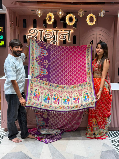 SHAGUN FASHION Designer Traditional Bandhani & Cultural Motif Saree with Heavy Embroidered Blouse
