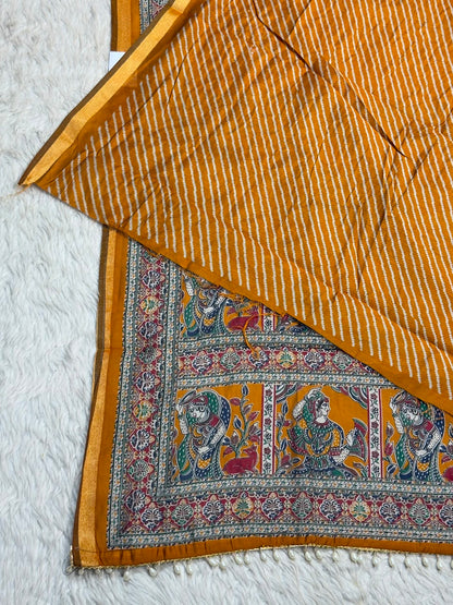 SHAGUN FASHION Premium Kalamkari & Pearl Work Saree with Swan Handwork Patch | Exclusive Ethnic Saree for zankhi.in