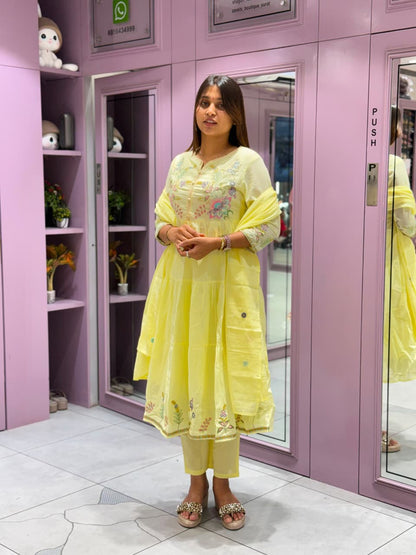 SHAGUN FASHION Exclusive 3-Piece Floral Embroidered Tiered Anarkali Suit Set