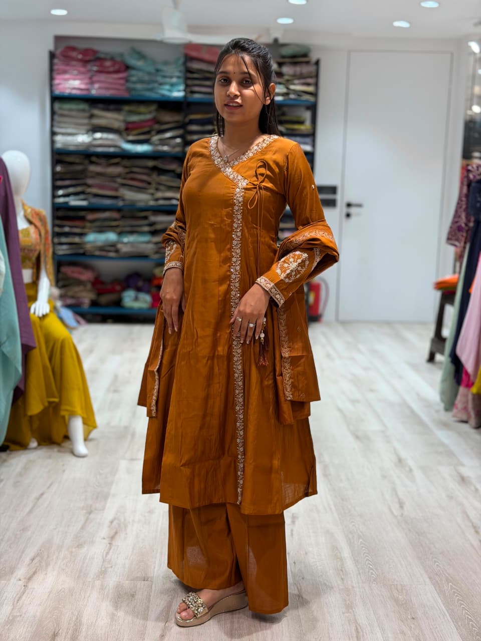SHAGUN FASHION Designer Angrakha Style Kurti Set with Dupatta