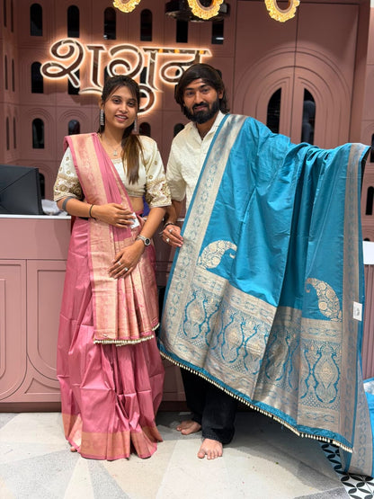 SHAGUN FASHION Exclusive Royal Silk Saree with Rich Zari Border & Pearl Tassel Finish