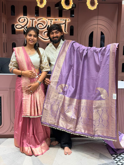 SHAGUN FASHION Exclusive Royal Silk Saree with Rich Zari Border & Pearl Tassel Finish