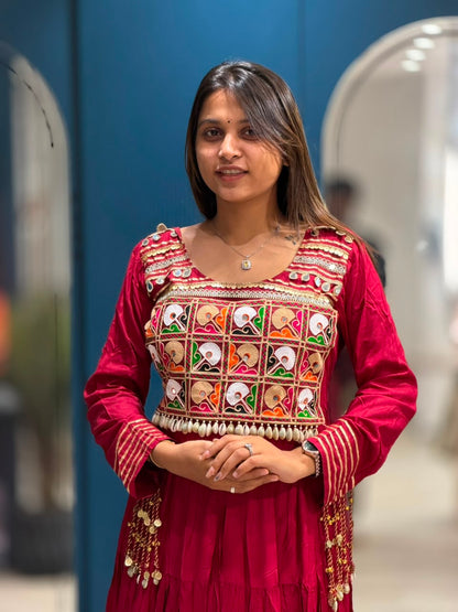 SHAGUN FASHION – Designer Kutchi Mirror Work Anarkali Gown