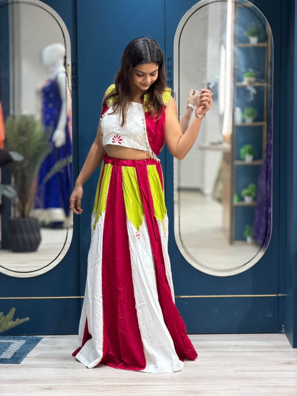 SHAGUN FASHION Designer Navratri Special Indo-Western Chaniya Choli Set with Koti Jacket
