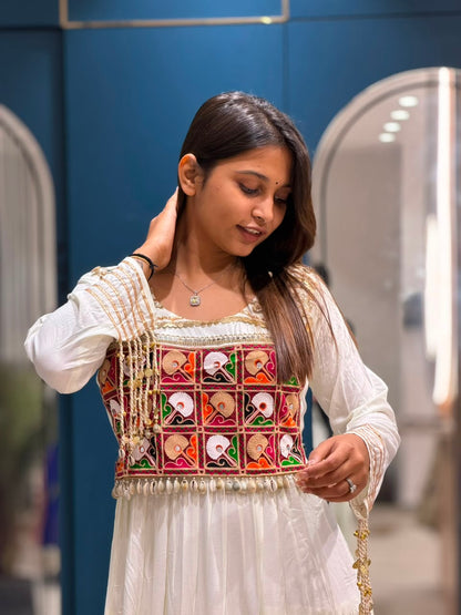 SHAGUN FASHION – Designer Kutchi Mirror Work Anarkali Gown