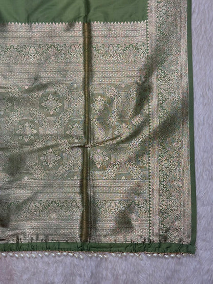 SHAGUN FASHION Exclusive Himanshi Satin Silk Saree with Rich Weaved Zari Pallu & Pearl Latkan
