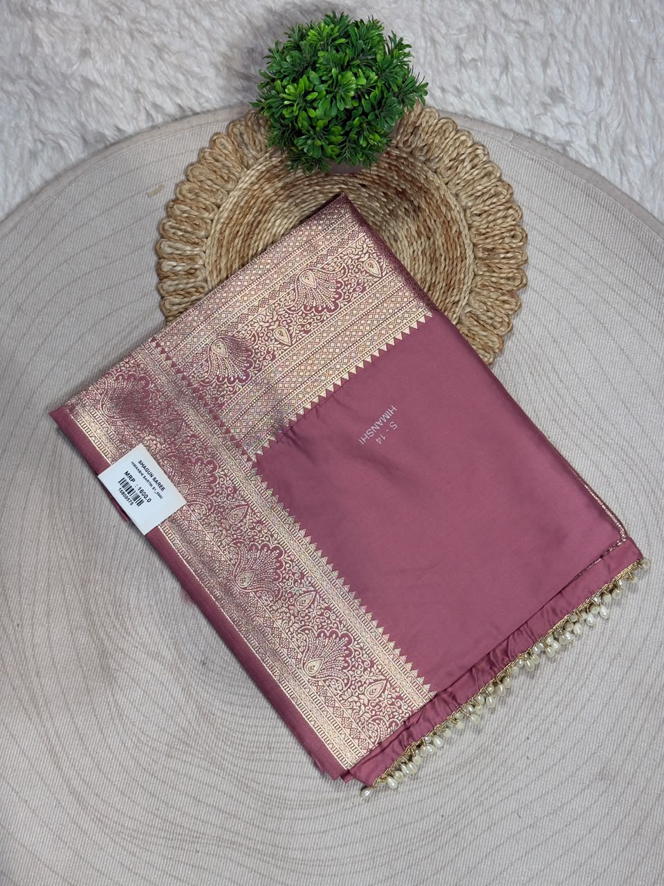 SHAGUN FASHION Exclusive Himanshi Satin Silk Saree with Rich Weaved Zari Pallu & Pearl Latkan