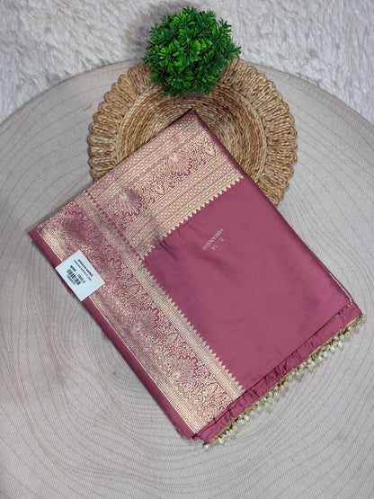 SHAGUN FASHION Exclusive Himanshi Satin Silk Saree with Rich Weaved Zari Pallu & Pearl Latkan