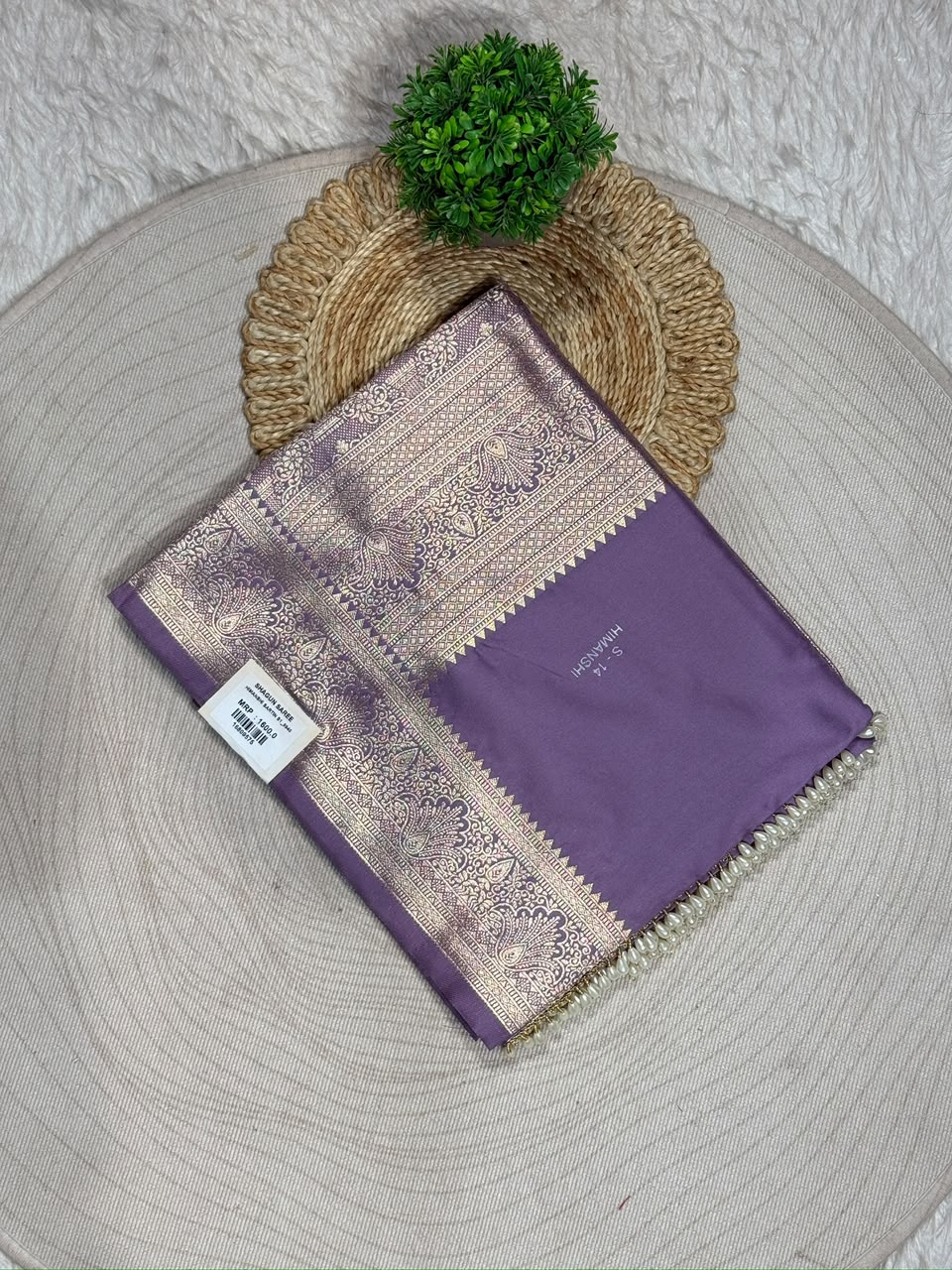 SHAGUN FASHION Exclusive Himanshi Satin Silk Saree with Rich Weaved Zari Pallu & Pearl Latkan