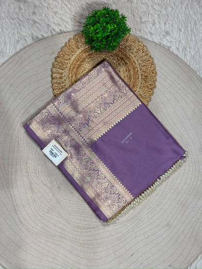 SHAGUN FASHION Exclusive Himanshi Satin Silk Saree with Rich Weaved Zari Pallu & Pearl Latkan