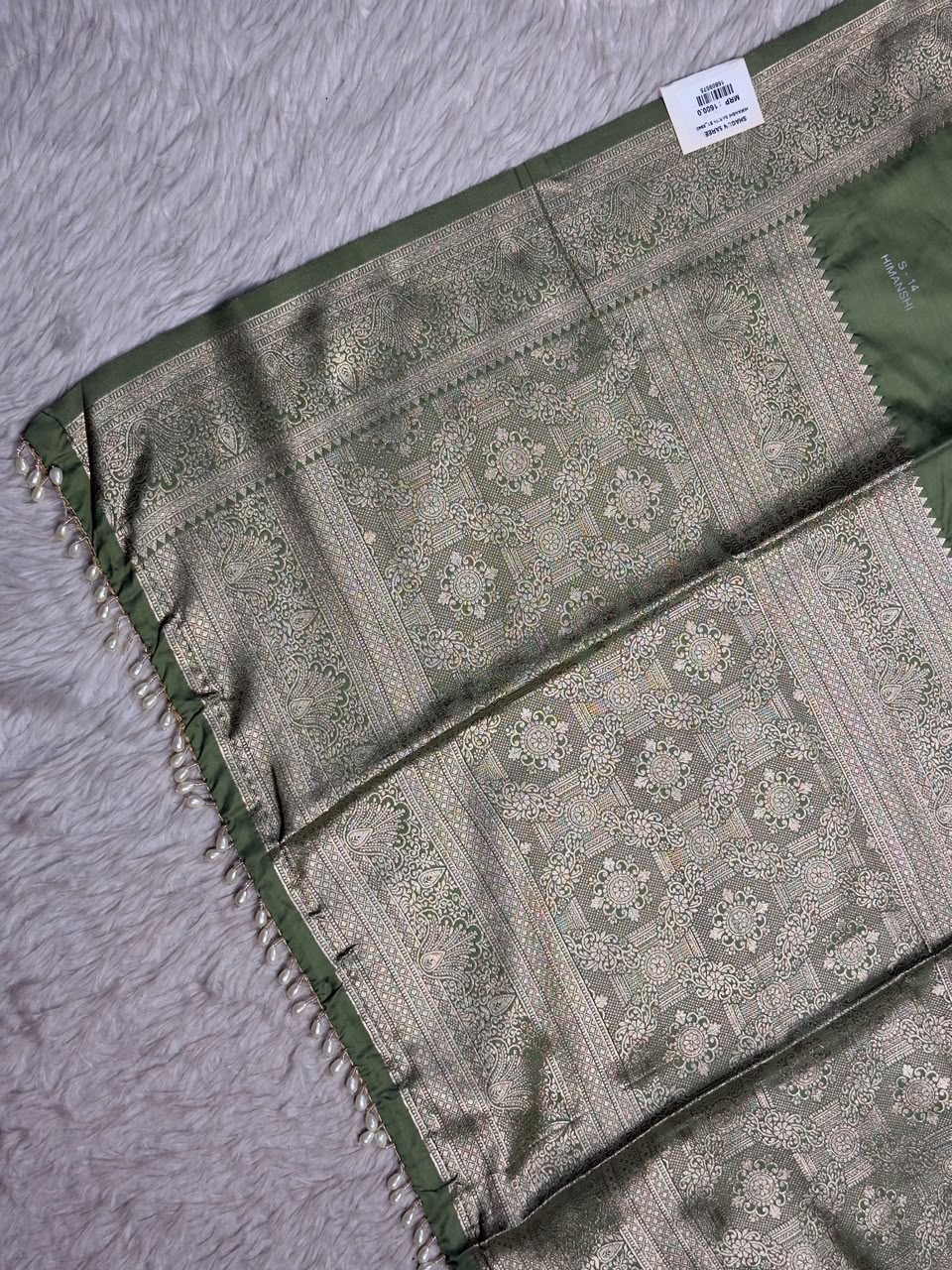 SHAGUN FASHION Exclusive Himanshi Satin Silk Saree with Rich Weaved Zari Pallu & Pearl Latkan