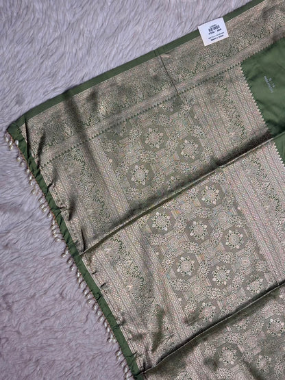 SHAGUN FASHION Exclusive Himanshi Satin Silk Saree with Rich Weaved Zari Pallu & Pearl Latkan
