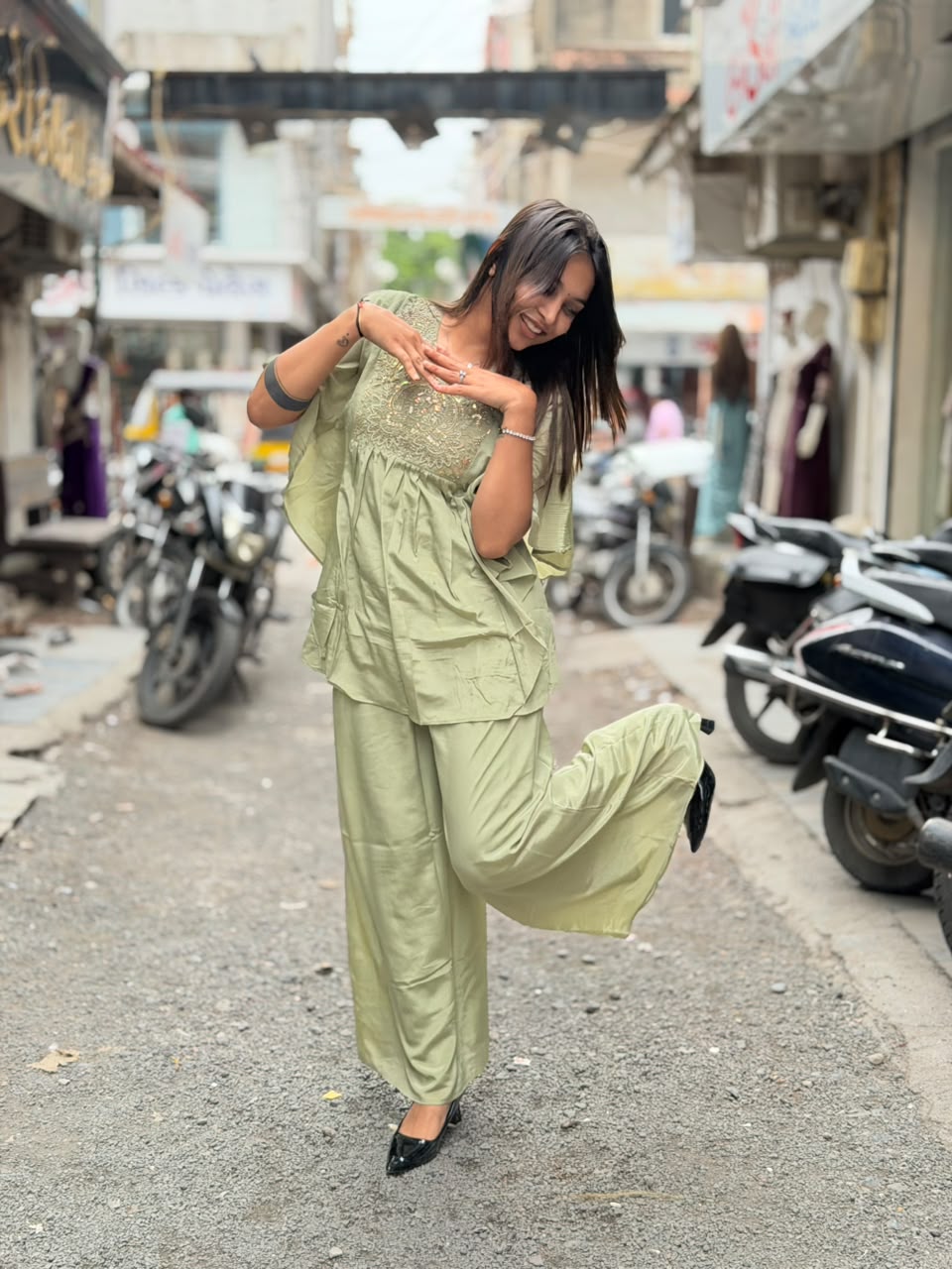 SHAGUN FASHION Premium Designer Handwork Kaftan & Palazzo Co-Ord Set