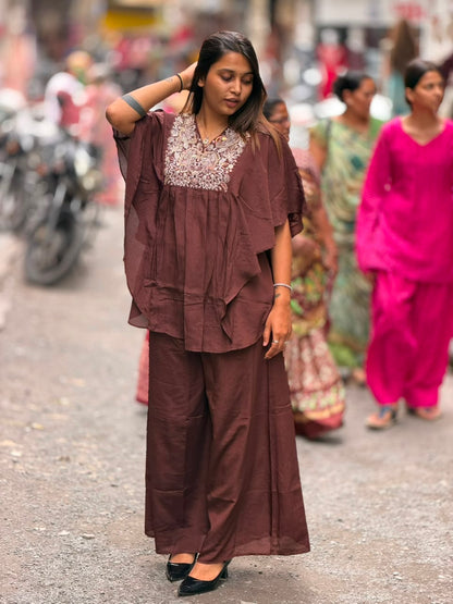 SHAGUN FASHION Premium Designer Handwork Kaftan & Palazzo Co-Ord Set