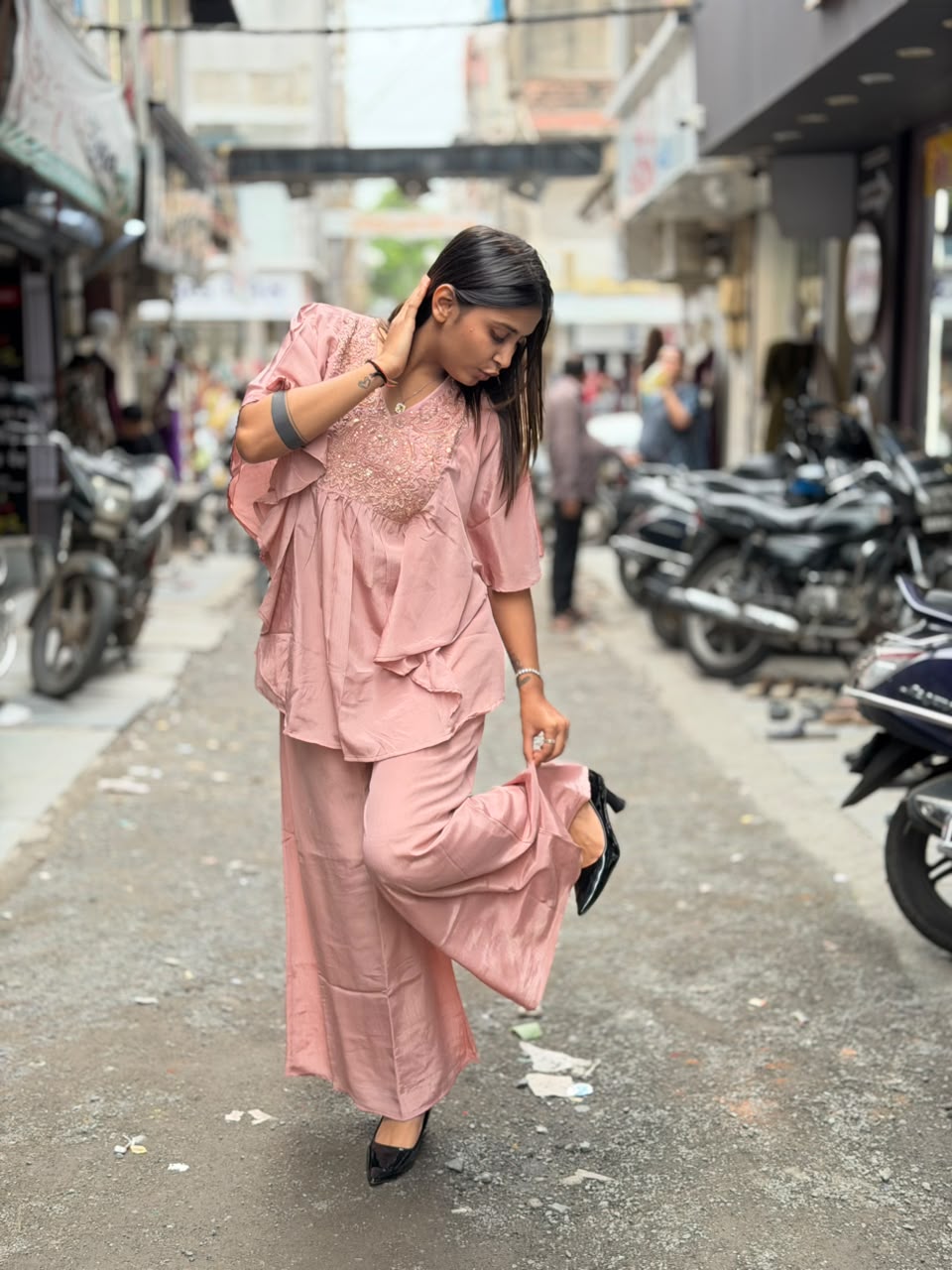SHAGUN FASHION Premium Designer Handwork Kaftan & Palazzo Co-Ord Set