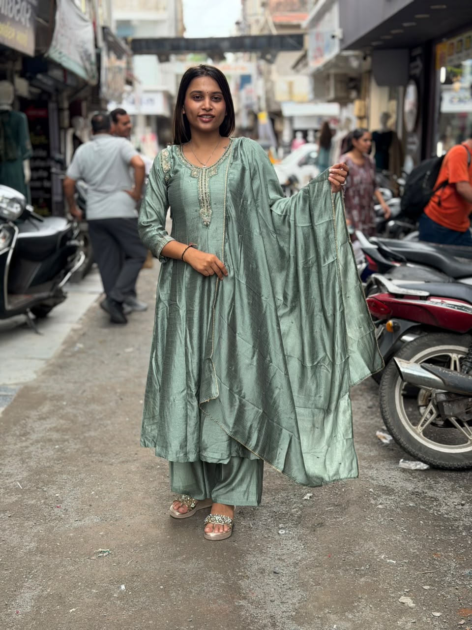 Chanderi Silk Anarkali Suit Set by SHAGUN FASHION