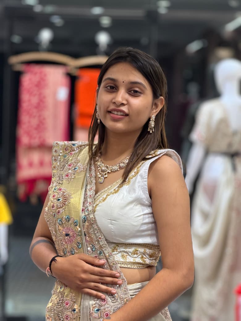 SHAGUN FASHION - Elegant Dual Tone Metallic Chanderi Tissue Saree with Handcrafted Peacock Border