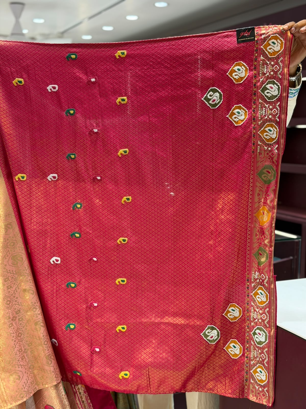 Premium Royal Patola Weave Silk Saree with Heavy Beaded Work Pallu by SHAGUN FASHION