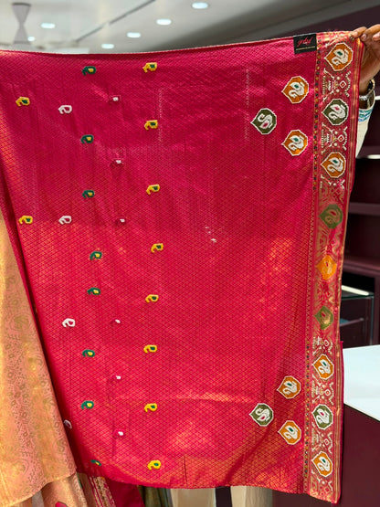 Premium Royal Patola Weave Silk Saree with Heavy Beaded Work Pallu by SHAGUN FASHION