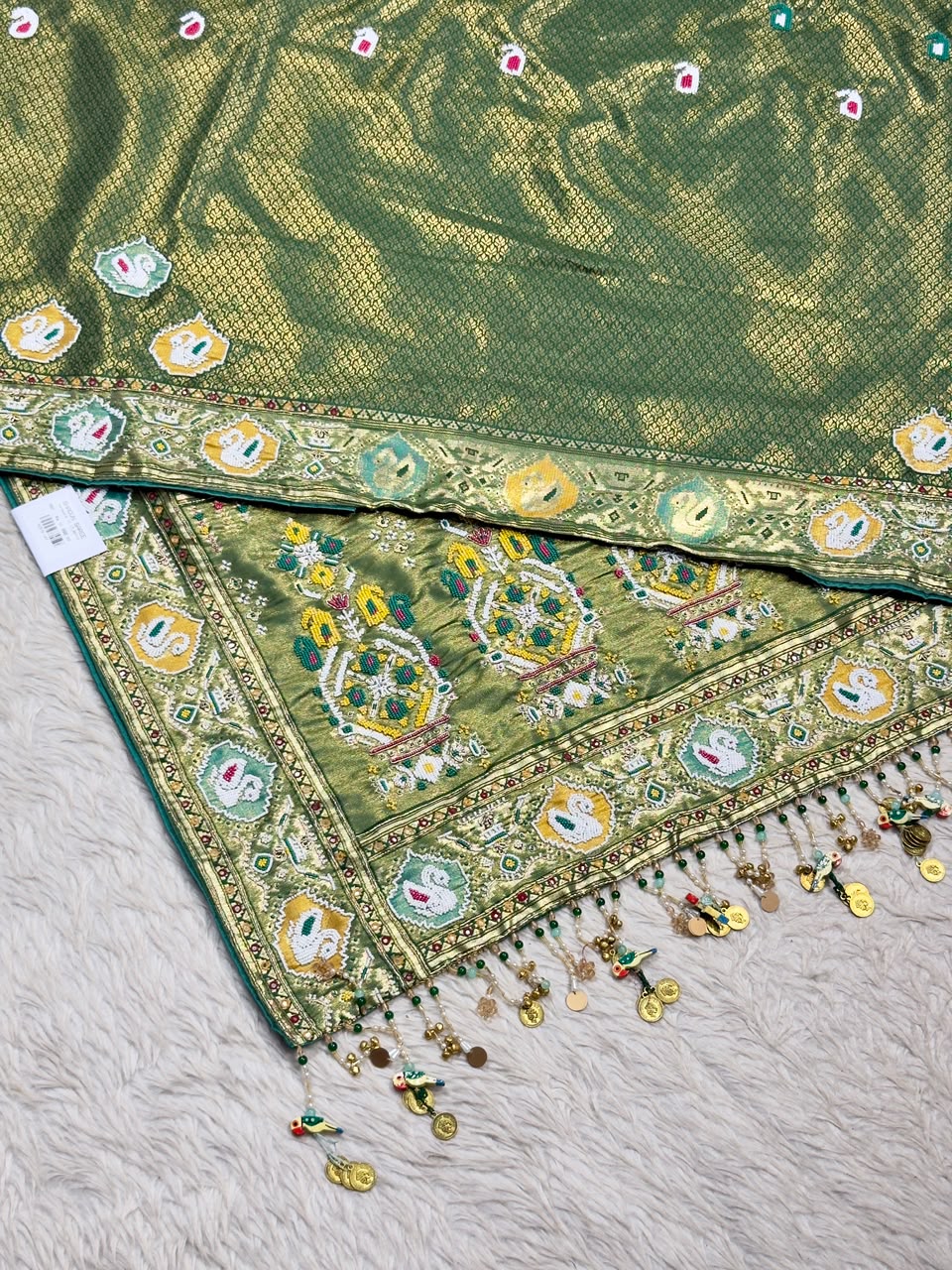 Premium Royal Patola Weave Silk Saree with Heavy Beaded Work Pallu by SHAGUN FASHION