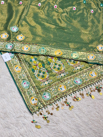 Premium Royal Patola Weave Silk Saree with Heavy Beaded Work Pallu by SHAGUN FASHION