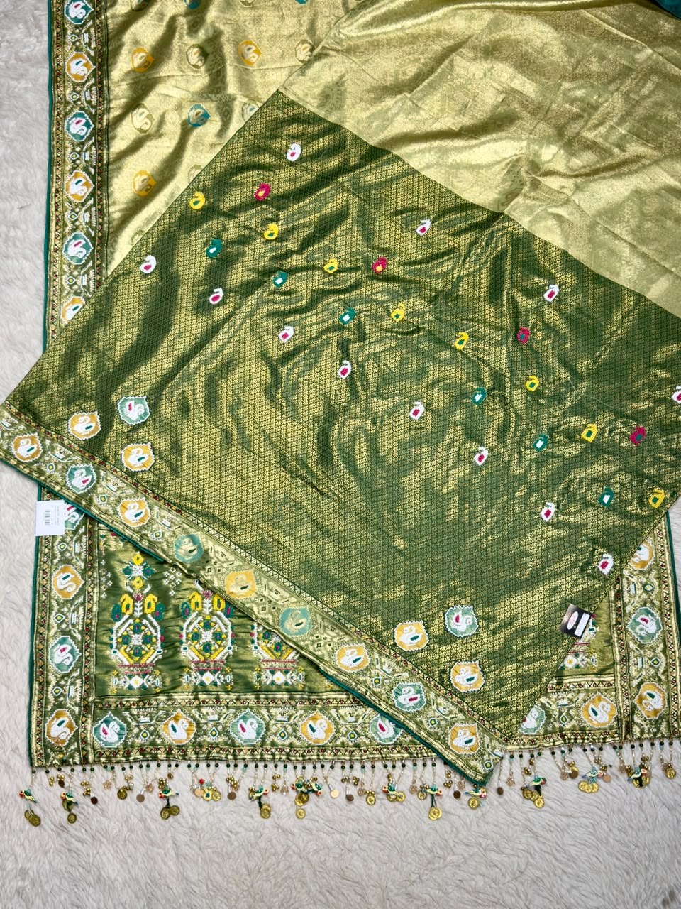Premium Royal Patola Weave Silk Saree with Heavy Beaded Work Pallu by SHAGUN FASHION