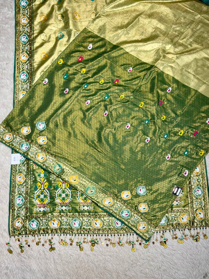 Premium Royal Patola Weave Silk Saree with Heavy Beaded Work Pallu by SHAGUN FASHION