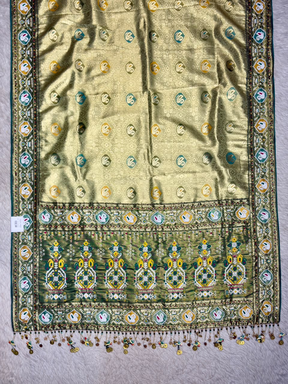 Premium Royal Patola Weave Silk Saree with Heavy Beaded Work Pallu by SHAGUN FASHION