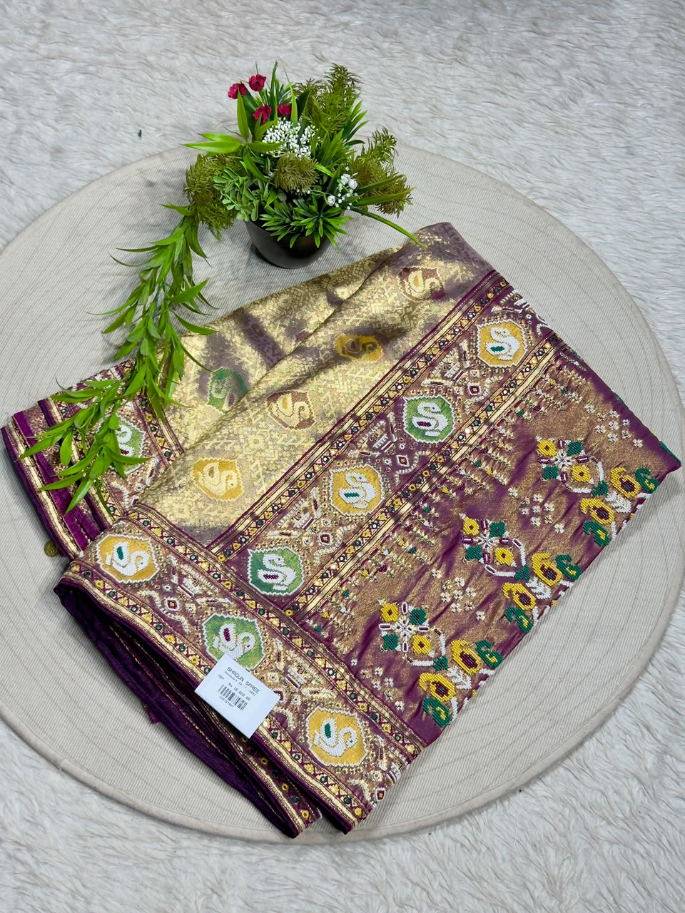 Premium Royal Patola Weave Silk Saree with Heavy Beaded Work Pallu by SHAGUN FASHION