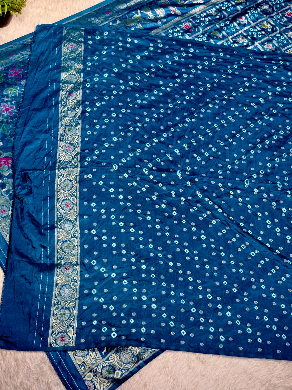 Royal Blue Banarasi Silk Saree with Traditional Baarat & Patola Motifs