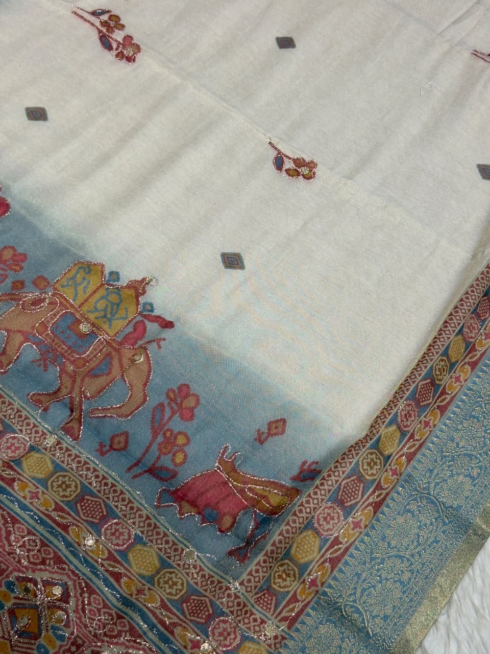 SHAGUN FASHION Royal Designer Organza Silk Saree with Elephant Motif & Zari Work