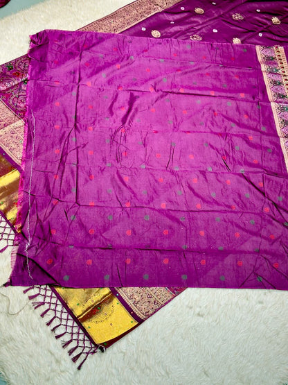 SHAGUN FASHION Exclusive Soft Silk Saree with Traditional Kalamkari Lotus & Elephant Weave Pallu, Mirror Handwork & Rich Golden Zari Border ✨