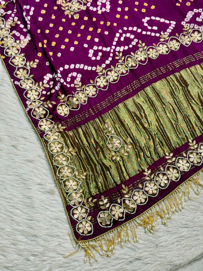 Exclusive SHAGUN FASHION Heavy Crush Tissue Silk Saree with Pearl & Embroidered Border